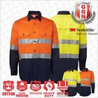 Work Shirts HI VIS Safety Workwear Cotton Drill LONG SLEEVE Reflective Tape