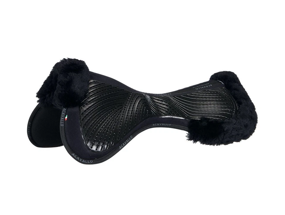 Media almohadilla de gel y espuma viscoelástica Acavallo con ribete de piel de oveja - negra Foto 1 de 1