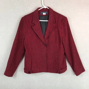 Vintage Blazer Womens 14 P Petite Red Tweed Preppy Norton McNaughton Classic - Picture 1 of 8