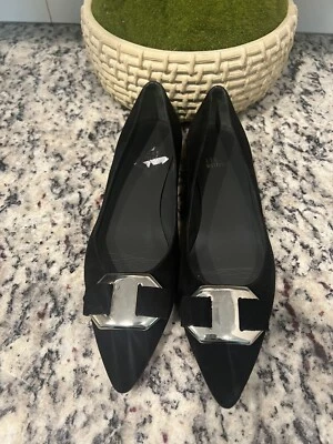 Stuart Weitzman Black Suede Leather Pointed Toe Shoes Sz 7.5 N Block Heel - Image 1 of 4