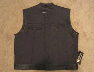 XELEMENT ADVANCED MOTORCYCLE GEAR BLACK CLUB VEST LEATHER TRIM - XL NEW - Picture 1 of 6