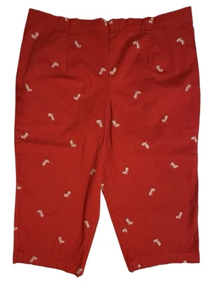 WHITE STAG Red Star & Flowers Embroidered Pull On Capri Pants Women's Size 16 - Image 1 of 4