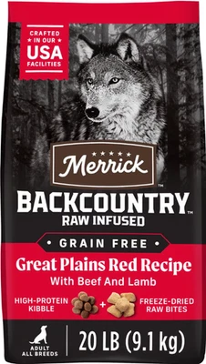 Merrick Backcountry Raw Infused Great Plains Red Recipe Adult Dog Food, 20 lb