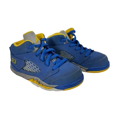 Tênis Nike Air Jordan V 5 retrô Laney juvenil tamanho 9 C azul e amarelo - Imagem 1 de 4
