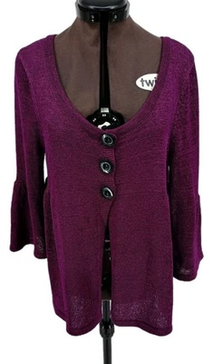 Cárdigan Josephine Essentials púrpura mangas 3/4 pequeño para mujer Foto 1 de 4