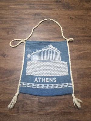 Vintage Blue/White Athens, Greece Shoulder Tote Bag. - Image 1 of 4
