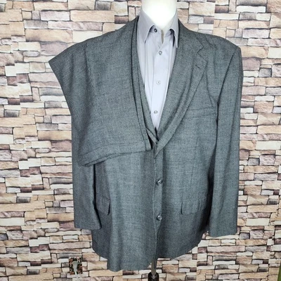 Alexander Lloyd 2 Piece Suit Mens 54R 50X31 Gray Check 3 Button Roll VL VTG - Image 1 of 4