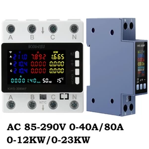 Strom 2/3 Phasen Energiezähler Wechselstrom Watt Meter Volt Stromaufnahme - Bild 1 von 37