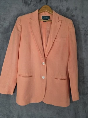 Blazer de lino para mujer Lauren Ralph Lauren talla 8 chaqueta vestido abrigo oficina negocios Foto 1 de 4
