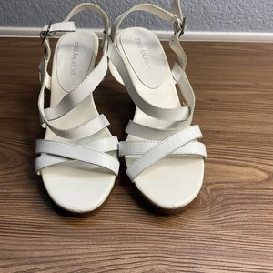 Enzo Angiolini Women's White Strappy Wedge Sandals Size 7.5 - Picture 1 of 7