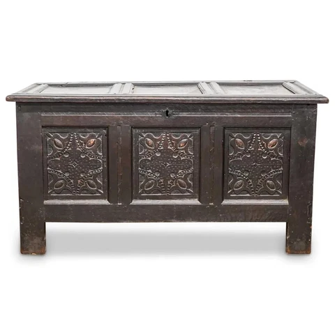 Antique English Oak Coffer or Blanket Chest Cover