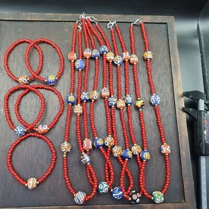 AA 4,5 mm venezianische ROT weißes Herz und afrikanische Glasperlen Schmuck Set - Bild 1 von 12