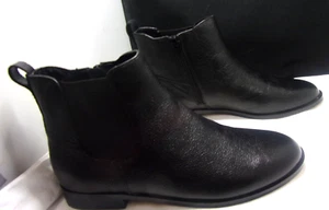 Lands' End Women's Black Leather Side Zip Ankle Boots US 8.5B, UK 6.5,EU 39 - Picture 1 of 8