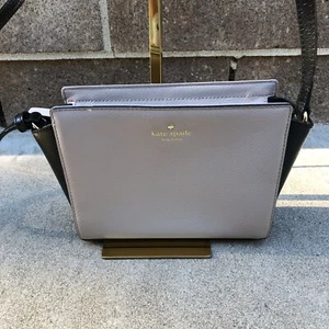 Borsa a tracolla Kate Spade Grand Street Colorblock Hayden in pelle grigia nera - Foto 1 di 13