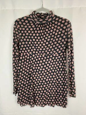 Sweat Pea Maternity Top Medium Women's Black Pink Mesh Polka Dot Long Sleeve C84 - Image 1 of 4