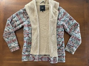 Obey Fleece Jacket Grey Aztec Pattern Women’s Medium - Picture 1 of 11