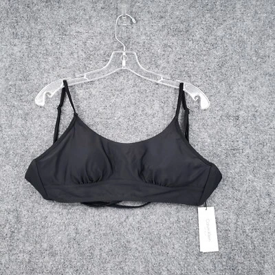 NEW Calvin Klein Swim Top Womens L Large Black Removable Cup UPF 50 Stretch - Image 1 of 4