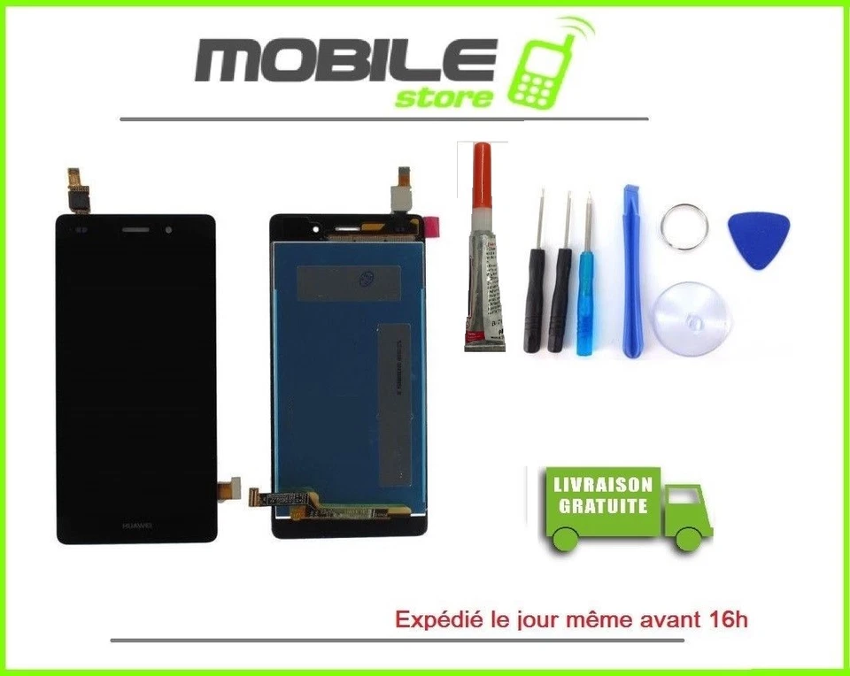 Ecran LCD + Vitre Tactile pour HUAWEI P8 lite couleur noir + outils + Colle - Photo 1/1