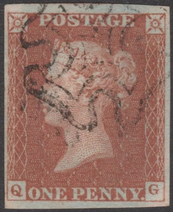 1841 BS20 SG8 1d RED BROWN PLATE 31 VERY FINE 4 MARGINS (QG) - Picture 1 of 2