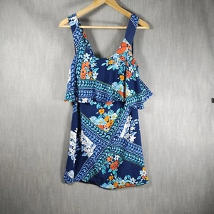 Maeve Womens Size 0 Blue Floral Tiered Shift Top - Picture 1 of 11