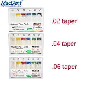 Dental Root Canal Absorbent Paper Points Color Coded Taper .02/.04/.06 MacDent - Picture 1 of 12