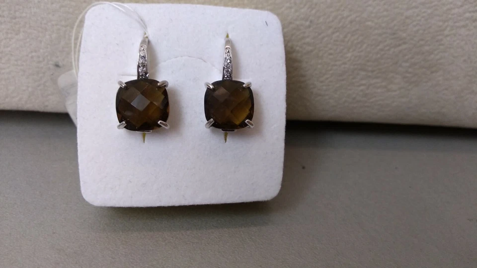 Orecchini in argento 925 con pietra topazio e zirconi - Immagine 1 di 1