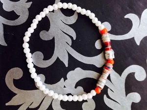 Multicolored paper beads and pearl Bracelets Hands Made - Picture 1 of 1