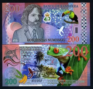 Kamberra, 200 Numismas, POLYMER, 2014 UNC, Commemorative, Frog F - Picture 1 of 2