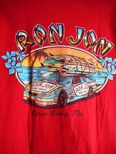 Red Cocoa Beach FL Race Car Ron Jon Surf Shop Logo T Shirt Sz L Double Sided