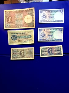 CEYLON 6 Banknotes - Picture 1 of 2