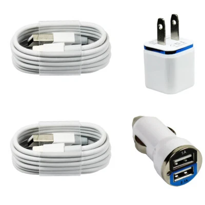 Combo de cargador de pared y coche con cables de 3 pies y 8 pines para iPhone 14 13 12 11 X 8 Foto 1 de 4