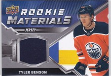 2020/21 UD..TYLER BENSON..ROOKIE MATERIALS..CARD # RM-TB..OILERS