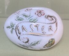 Antique Vintage Hand Blown Painted Easter Egg Embossed Milk Glass