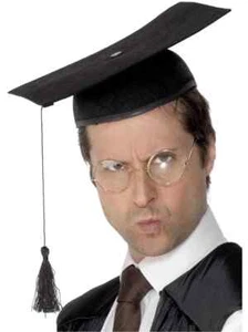 Smithys Black Teachers / Headmaster Mortar Board Hat Fancy Dress Accessory - Picture 1 of 1
