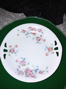 GERMAN ROMAN V CHINA SERVING PLATTER FLOREL PATTERN GOLD ACCENT 2HANDLE - Picture 1 of 6