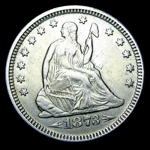 1873 Seated Liberty Quarter Silver ---- Stunning Coin ---- #UU701 Cover