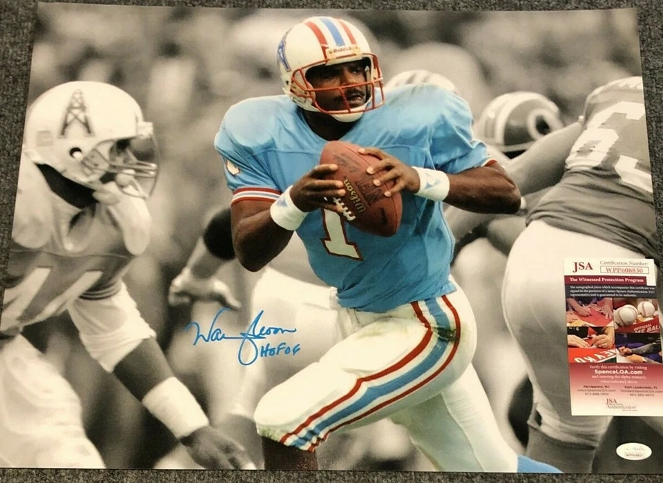 HOUSTON OILERS WARREN MOON AUTOGRAPHED SIGNED INSCRIBED 16x20 PHOTO JSA COA    - Image 1 of 1