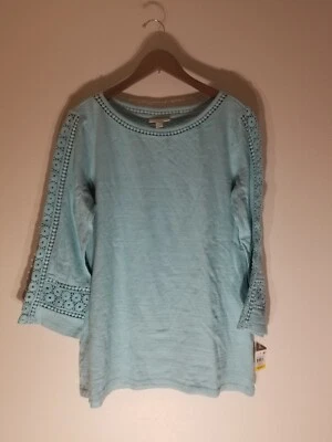 Top Charter Club Angel azul manga 3/4 para mujer Core Fashion talla mediana Nuevo con etiquetas Foto 1 de 4