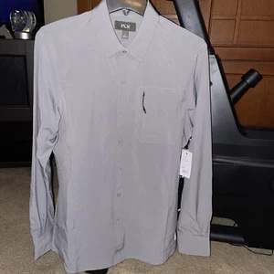 Neu mit Etikett FLX grau L/S leichtes Reise-Freizeithemd mit Knopfleiste - Small KOSTENLOSER VERSAND - Bild 1 von 10