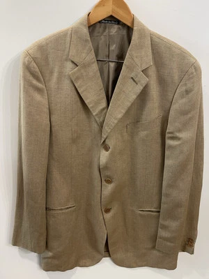 Blazer Giorgio Armani Hecho en Italia Mezcla Lino-Seda Color Marrón Talla 42R Foto 1 de 4