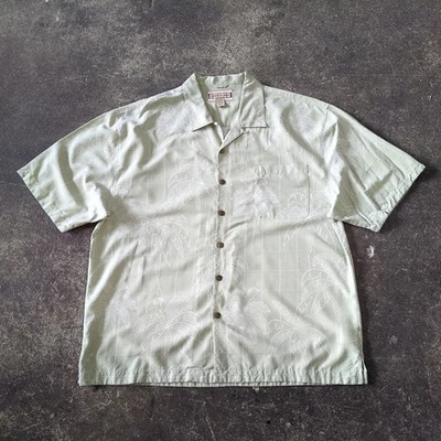 Ямайка Jaxx гавайская рубашка мужская 2XL XXL светло-зеленый шелк тропический отпуск - Изображение 1 из 4