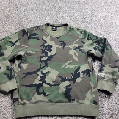 Nike SB Sweatshirt Mens Medium Green Camo Cotton Blend Long Sleeve Pullover - Image 1 of 4
