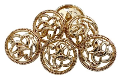 6PC Gold Vines Metal Buttons Sew on Shank Buttons 18mm - Image 1 of 3