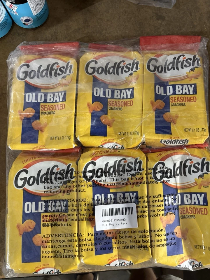 6 Packs Of Goldfish Old bay Seasoned Crackers.    Limited Edition Expired Read - Image 1 of 1
