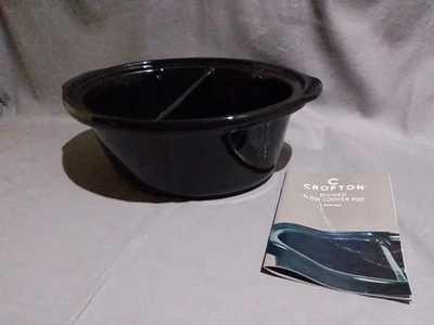 Crofton Divided Slow Cooker Crock Pot 6.5 litre + Recipe Book GC  - Image 1 of 4