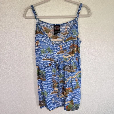 Harley Davidson Dress Womens Large Hawaiian Mini Cover Up Tropical Aloha Hawaii - Image 1 of 4