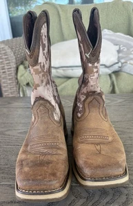 Durango Boys Boots Sz 5M Cowboy Desert Camo Army Suede - Picture 1 of 7