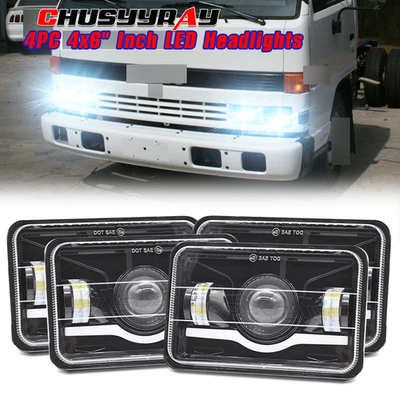 Super Bright 4pc 4x6" inch LED Headlight Projector Fit Isuzu NPR 1991-2005 Truck - Image 1 of 4