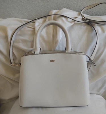 DKNY PAIGE GRAY PATENT TRIPLE COMPARTMENTS SMALL SATCHEL W/ LONG STRAP - Image 1 of 4