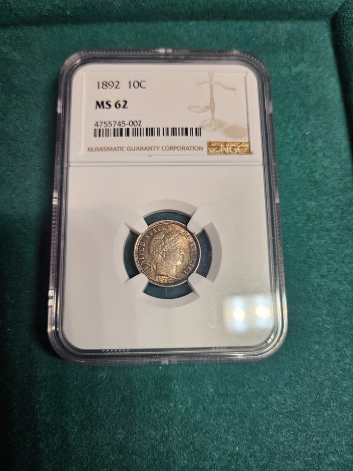 1892 Barber Dime NGC MS62 – First Year of Issue – 90% Silver - Image 1 of 3